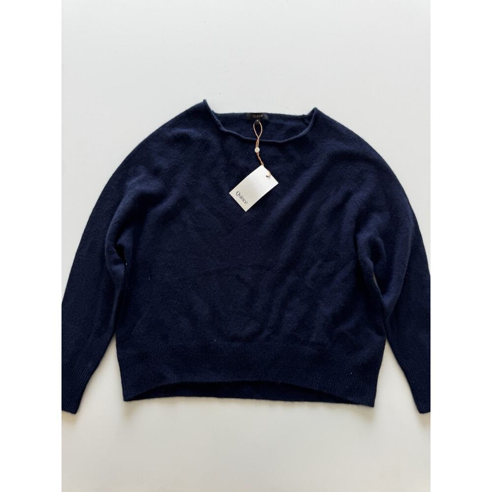 Quince Mongolian Cashmere Boat Neck Sweater Navy Blue Small - Picture 4 of 6